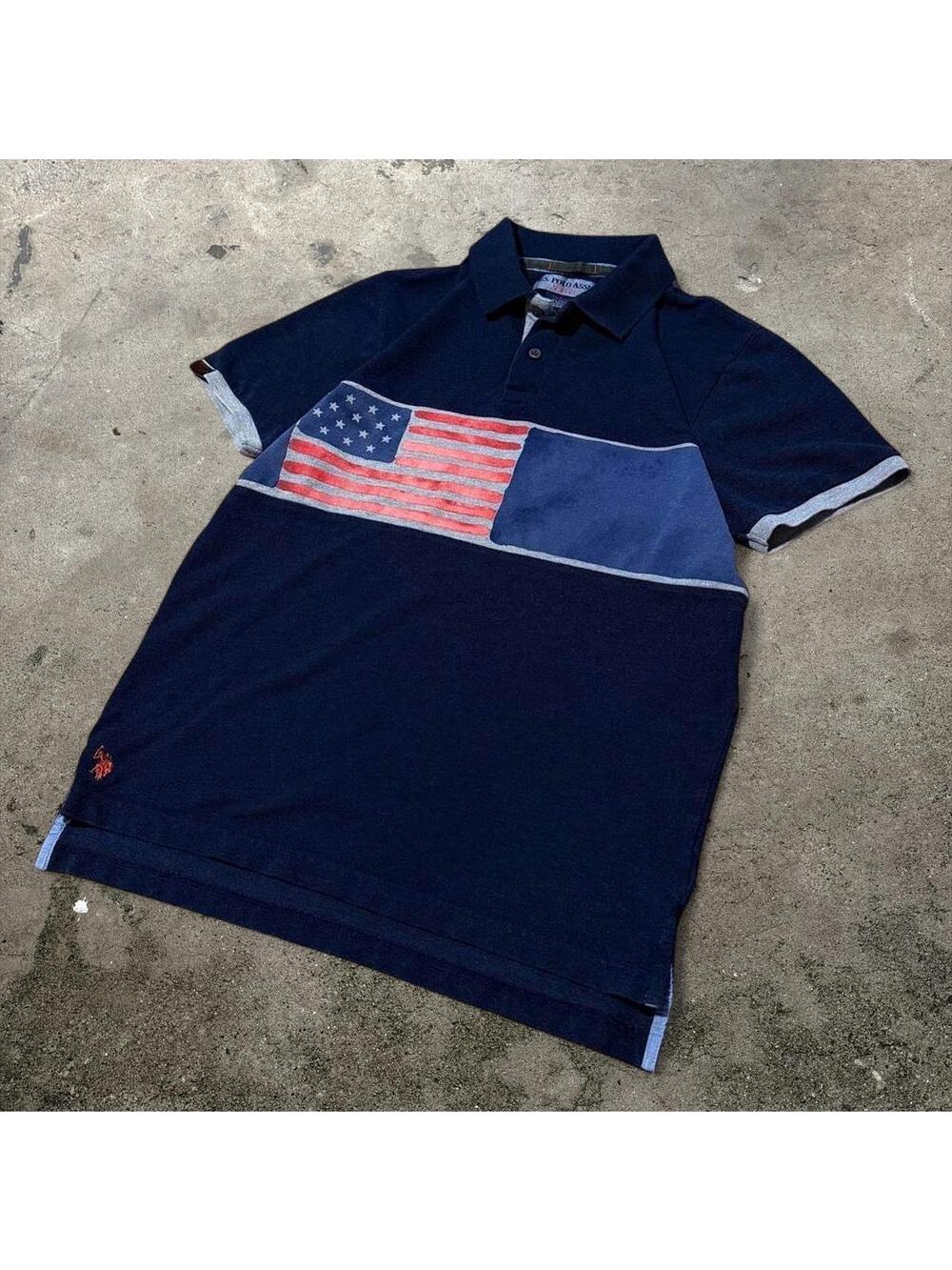 U.S. Polo Assn. Men's Polo Shirt American Flag Graphic Size Large